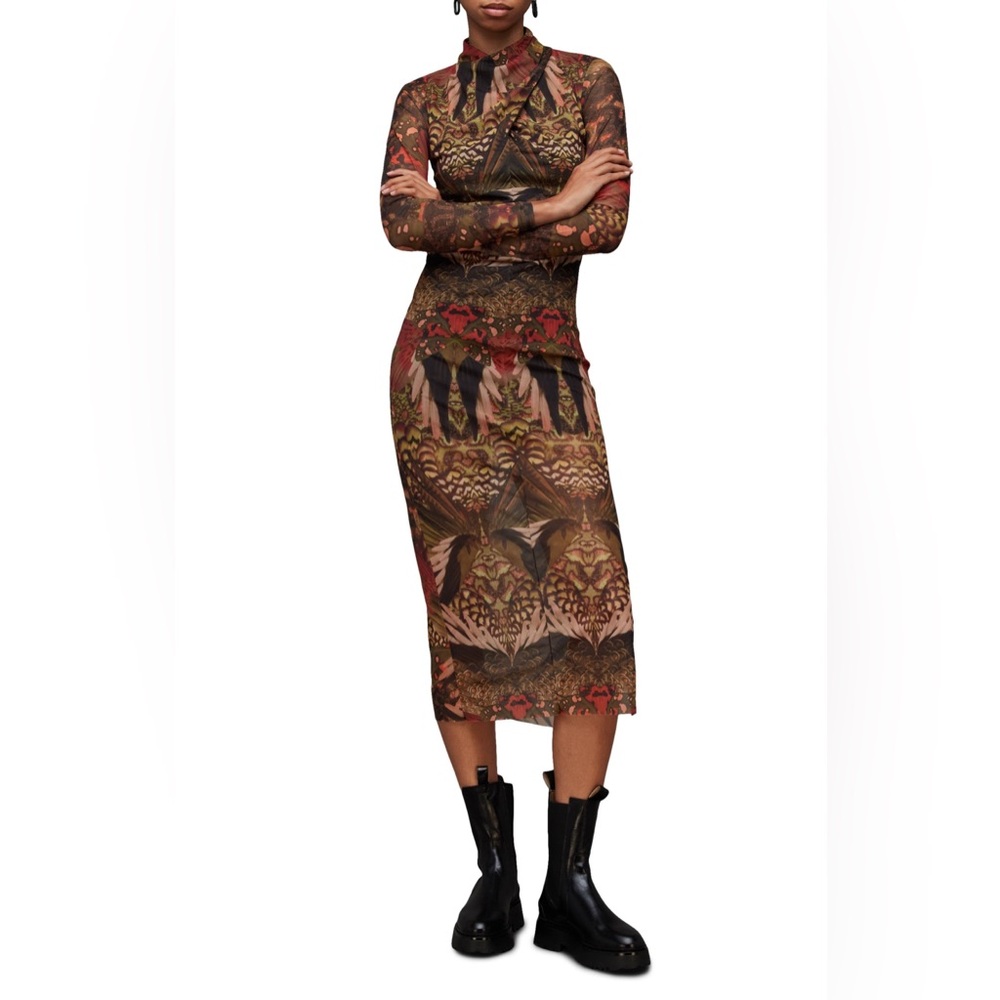 All Saints Tía Multicolor Long Sleeve Dress